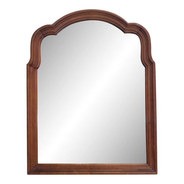 Antique Scalloped Wood French Country Traditional Small Wall Mirror For Sale