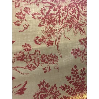 1990s Yellow & Red Floral Fabric Printed on Linen- 3.5 yards For Sale