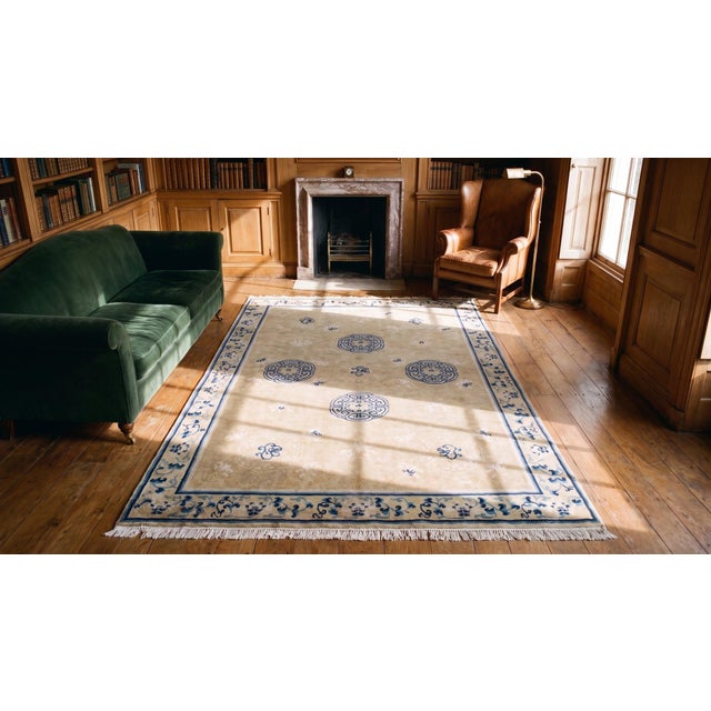 Mid 18th Century Subtle and Clear Medallions on the Field of This Lovely Antique Chinese Peking Rug For Sale - Image 5 of 7