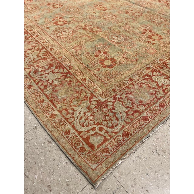 Persian Yellow and Orange Antique Mahal Rug, Handmade Oriental Rug For Sale - Image 3 of 18