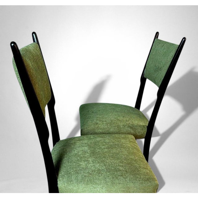 Green Ico Parisi Style – Set of 6 Ebonized Wood Chairs With Green Upholstery For Sale - Image 8 of 18
