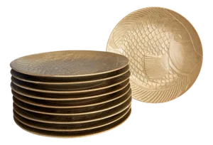 Vintage Flat Fish Plates from Grès Village, Set of 10