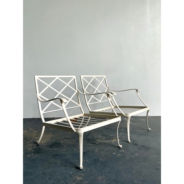 Mid-Century Modern Vintage Boho Cast Aluminum “Florentine” Lounge Chairs After Brown Jordan For Sale - Image 3 of 11