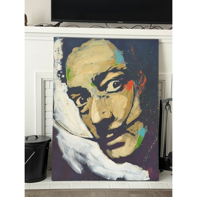 Huge 4’x3’ Artist Amy Burkman (From Tig Notaro Shows) Painting of Salvador Dali Large For Sale - Image 10 of 12