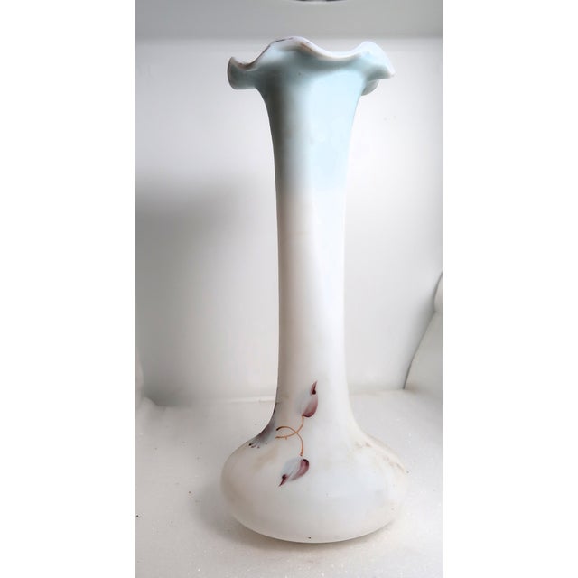 Lovely Tall Vintage Hand-Painted Porcelain Vase For Sale - Image 9 of 18