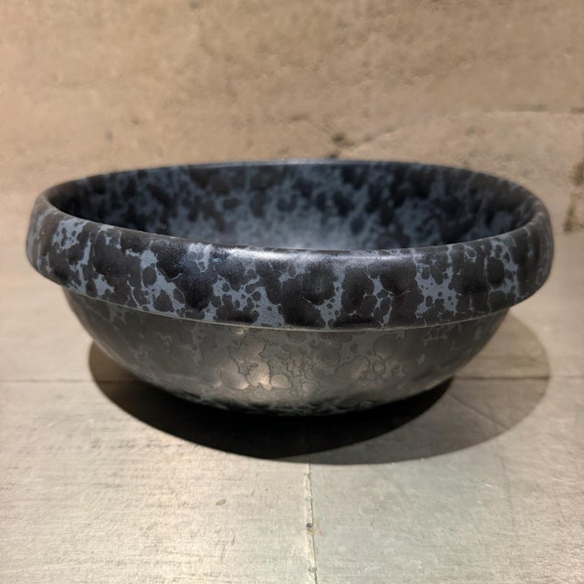 Mid-Century Modern Vintage Ceramic Stoneware Bowl David Gil Bennington Potters Black Agate For Sale - Image 3 of 8