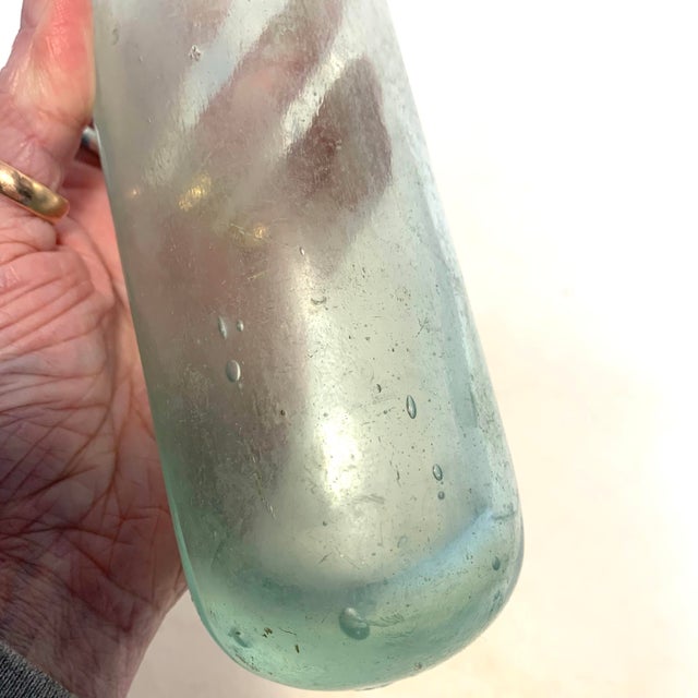 Late 19th Century Victorian Aqua Glass Round Bottom Bottle For Sale In Louisville - Image 6 of 12