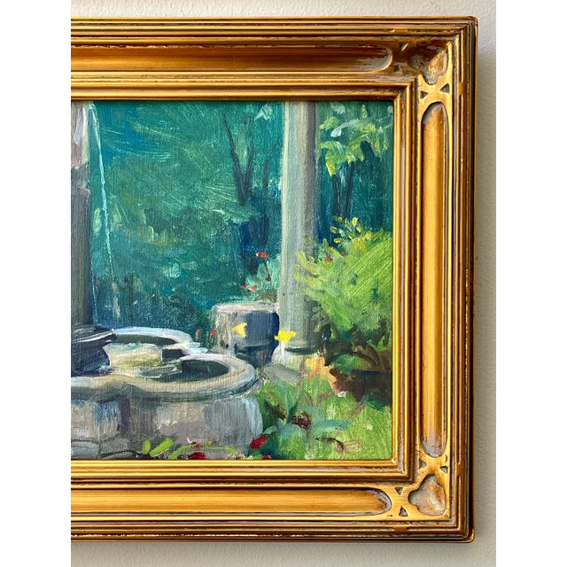 Late 20th Century Pair Modern Impressionist Oil Paintings of Garden by Day & Garden at Dusk, Framed For Sale - Image 15 of 17