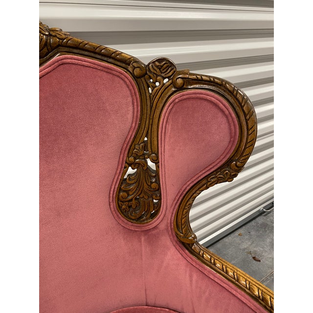 1980s Victorian Style Rose Pink Wingback Chair For Sale - Image 4 of 12