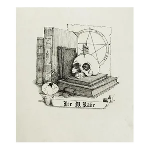 1975 Mel Wiken Skull Bookplate Pen and Ink Drawing
