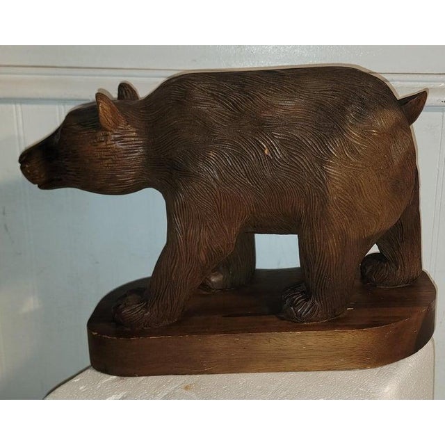 Folk Art 1930s Large Hand Carved Bear Carving For Sale - Image 3 of 7