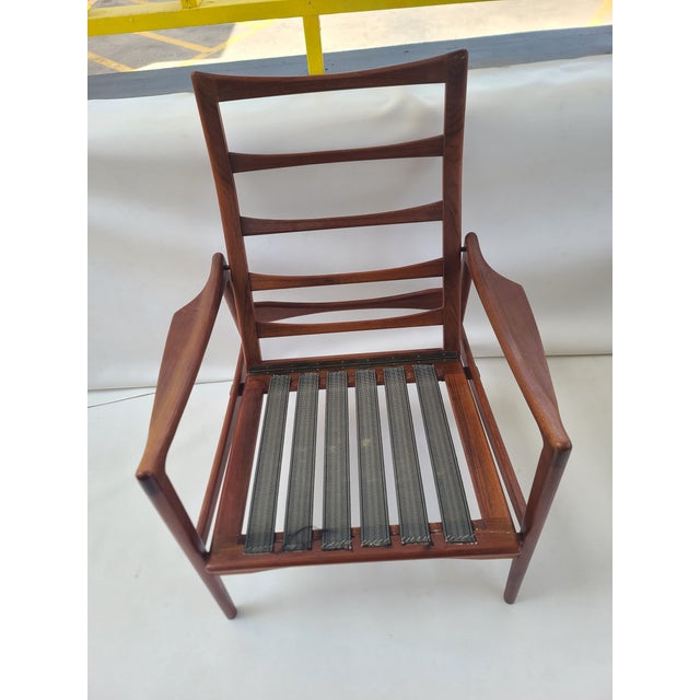 Orenas Teak Leather Lounge Chair Ib Kofod Larsen For Sale - Image 11 of 17