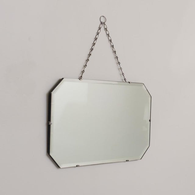 1930s French Art Deco Rectangular Beveled Mirror For Sale - Image 4 of 10