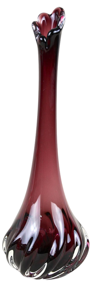 20th Century Bordeaux Red Murano Glass Long Neck Vase, Italy, 1970s