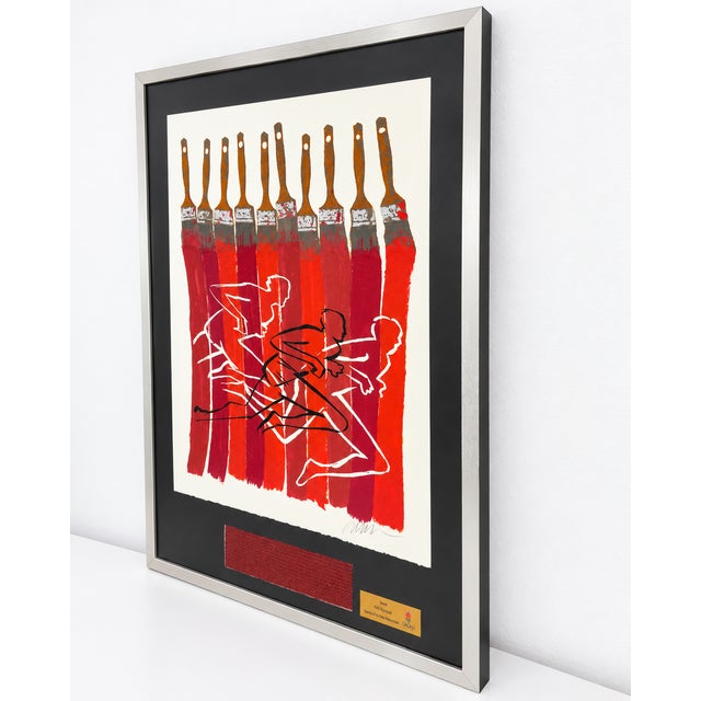 Obscure signed Arman Fernandez Paintbrush Strokes, textured lithograph, with track runners, commissioned for the 1996...