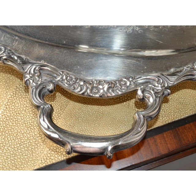 Silver 1930s Heavy Countess International Silver Company Crown Trade Mark Footed Serving Platter For Sale - Image 8 of 12