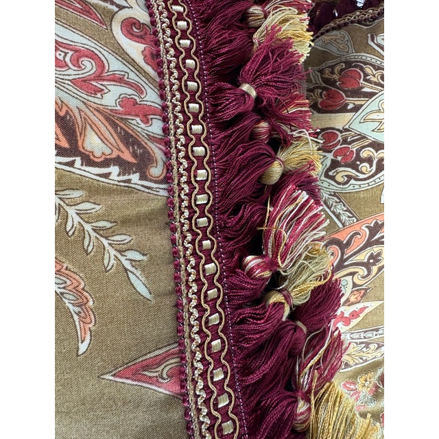 Transitional Handsome Lee Joffa Tasseled Cotton Print Lumbar Pillows/Pair For Sale - Image 3 of 10