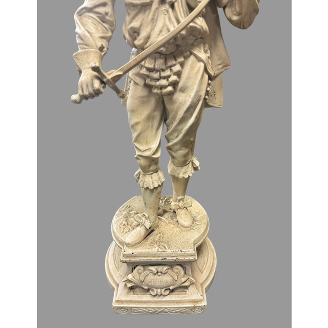 Victorian Pair of Antique Cast Metal Spelter Figural Statues Don Juan & Don Cesar For Sale - Image 3 of 12