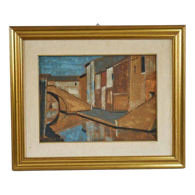 Comacchio, Scene, 1970s, Oil on Panel, Framed For Sale
