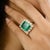 Zambian Emerald Halo Diamond Statement Ring in 18k Solid Gold Size 5 For Sale In New York - Image 6 of 12
