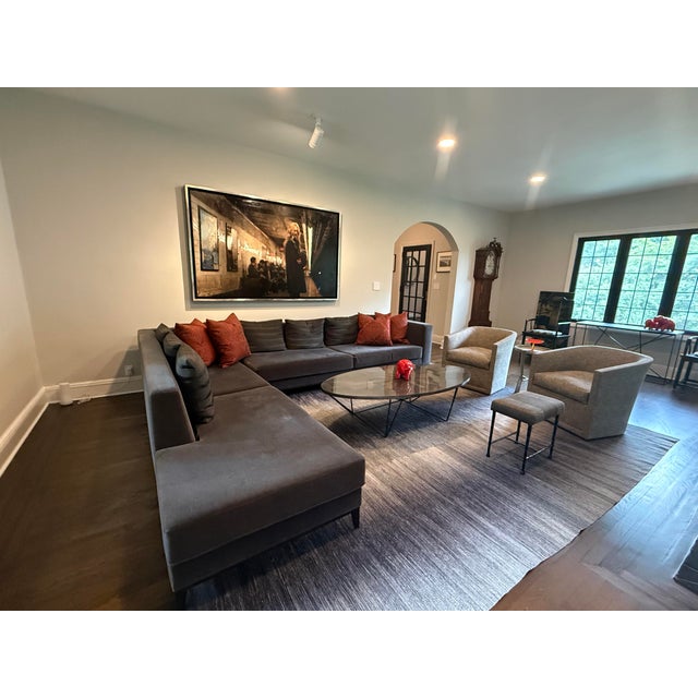 Charcoal Gray/Black Sectional Sofa W Armani Fabric Pillows For Sale In New York - Image 6 of 12