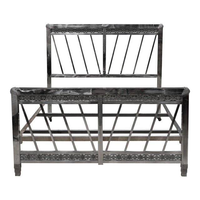 Art Deco Nickel Double/Full Bed Frame c.1930 For Sale
