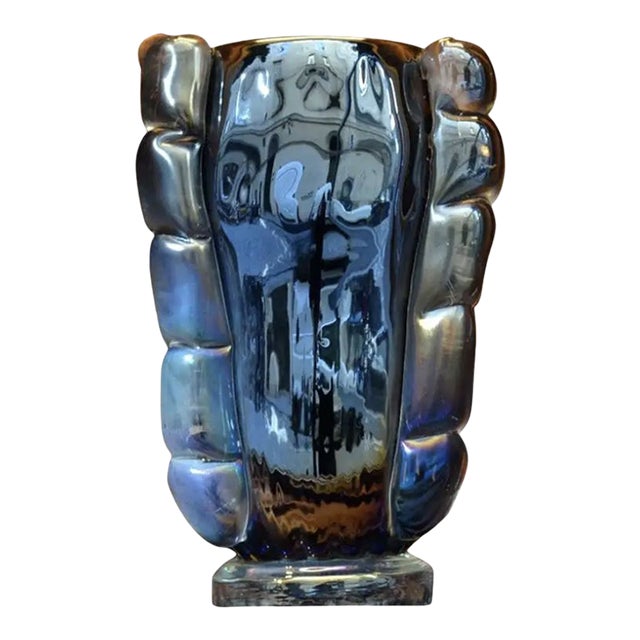 1950s Costantini Murano Iridescent Mirrored Murano Glass Italian Vase, Signed For Sale