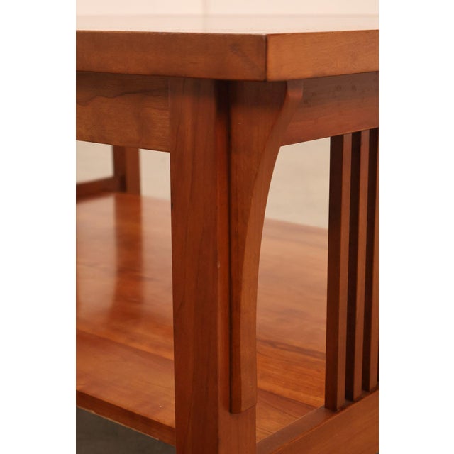 Brown Stickley Mission Collection Glass Top Cherry Cocktail Table For Sale - Image 8 of 18