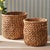 With a unique weave and tall round profile, this set of 2 baskets are firm and substantial. Made of durable banana leaves...