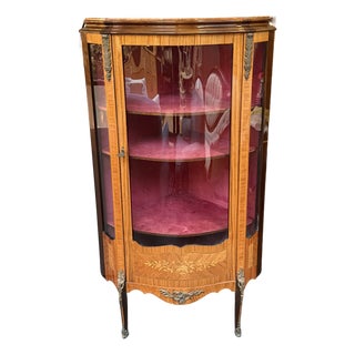 French Style Bow Front Corner Cabinet For Sale