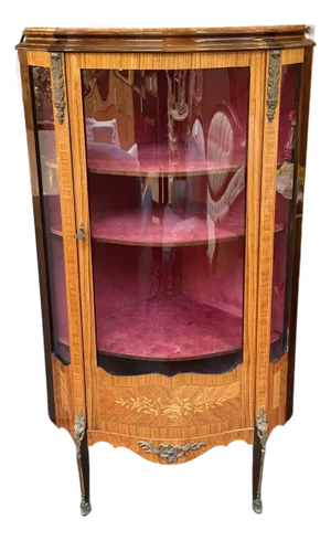 French Style Bow Front Corner Cabinet