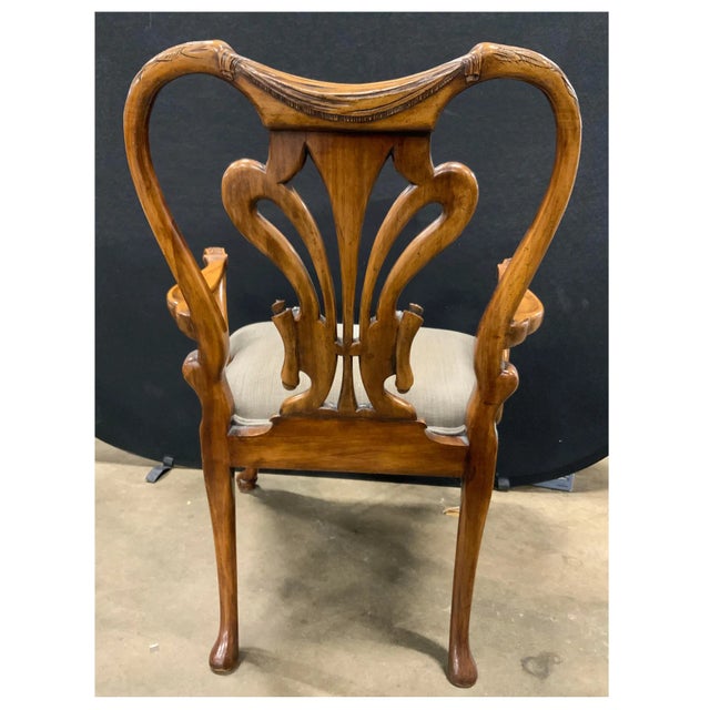 19th Century Antique Hand Carved Walnut Avian Figural Upholstered Armchair For Sale In New York - Image 6 of 12