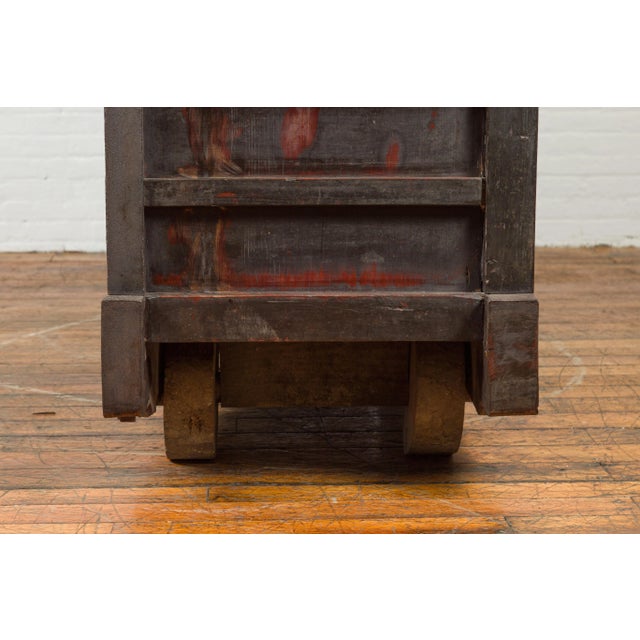Japanese Meiji Period Late 19th Century Merchant's Chest Mounted on Wheels For Sale - Image 10 of 12