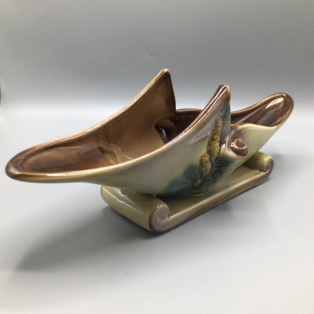 Brown Hull Parchment and Pine Console Planter/Vase For Sale - Image 8 of 13