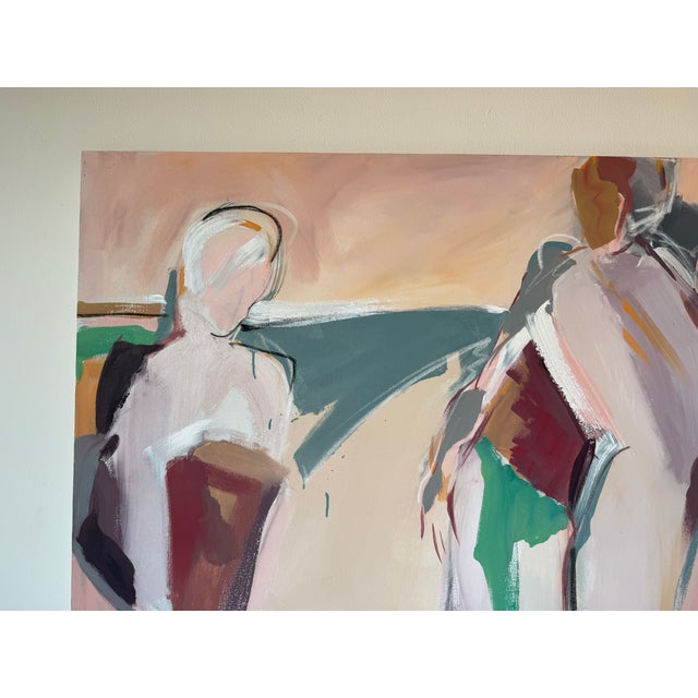 Large Vintage Abstract Figurative Acrylic Painting on Canvas by Hamzik For Sale In Miami - Image 6 of 11