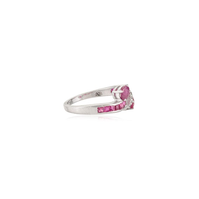 Not Yet Made - Made To Order Exquisite Pure 925 Silver Ruby Bypass Ring With Diamond - Size 6 For Sale - Image 5 of 10