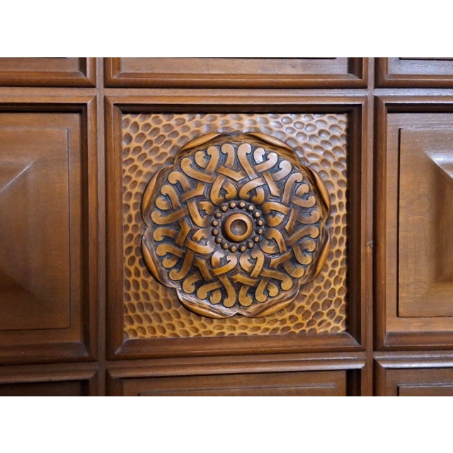 Brutalist Large Brutalist French Sideboard with Carved Panels, 1940s For Sale - Image 3 of 16