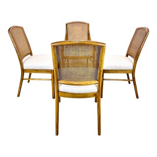 1970’s Mid Century Modern Oak & Cane Dining Chairs by Drexel—Set of 4 For Sale