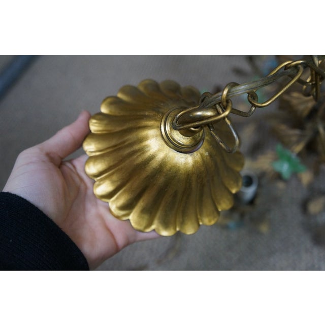 1970s Italian Hollywood Regency Florentine Murano Glass 4 Light Candlestick Chandelier For Sale - Image 14 of 15