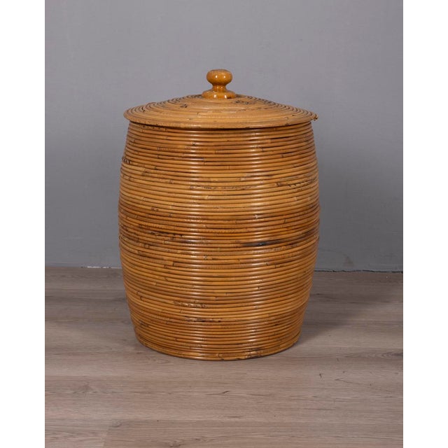 Vintage Italian Bamboo Container Basket, 1960s For Sale - Image 10 of 10