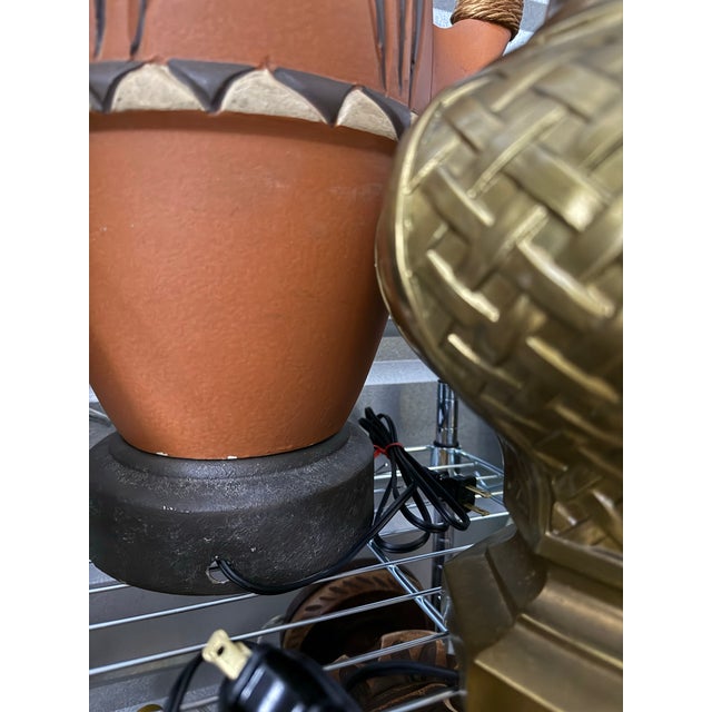 Mid 20th Century Southwestern Tribal Terracotta Pottery Lamp For Sale - Image 12 of 12