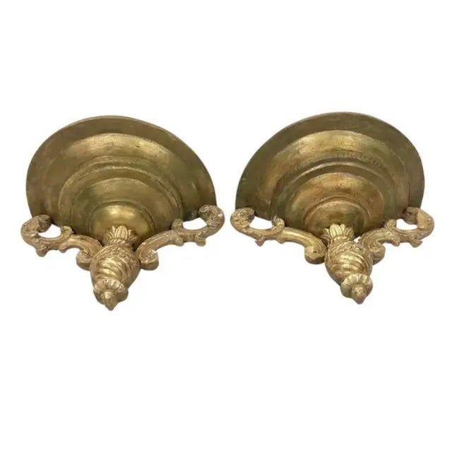 Pair of Italian Carved and Giltwood Wall Brackets For Sale - Image 4 of 8