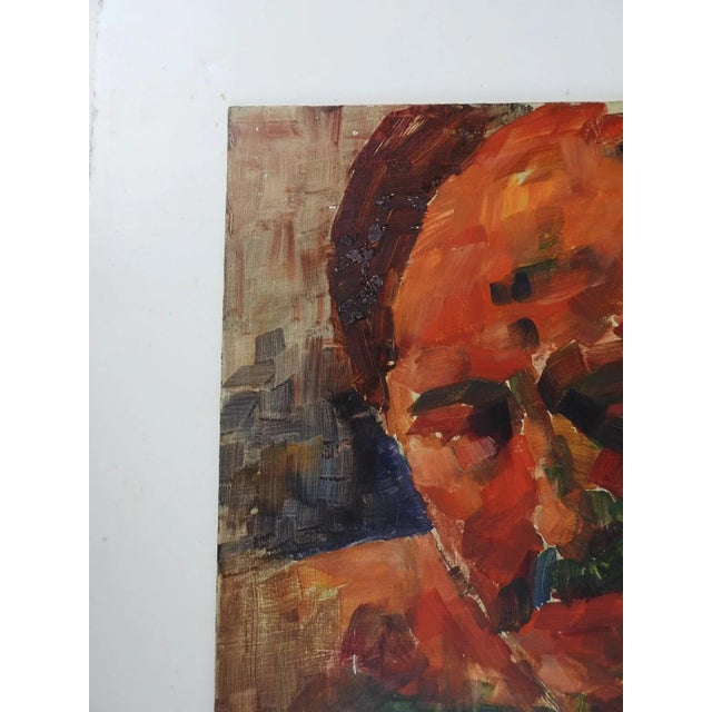 Portraiture Vintage Late 20th Century Impressionist Portrait Man With Mustache Painting For Sale - Image 3 of 5