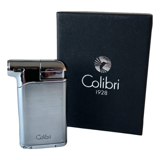 Vintage Chrome Butane Lighter with Box from Colibri, 1970s For Sale