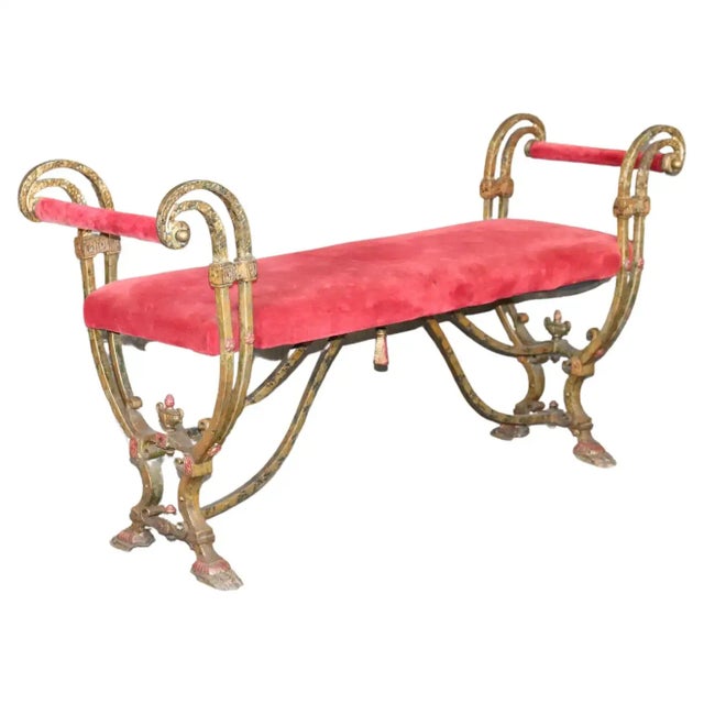 Circa 1930 Oscar Bach Style Hand-Wrought Iron Upholstered Window Bench For Sale - Image 13 of 13