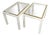 Mid-Century Modern Cream Metal & Brass Side Tables with Glass Top, 1970s, Set of 2 For Sale