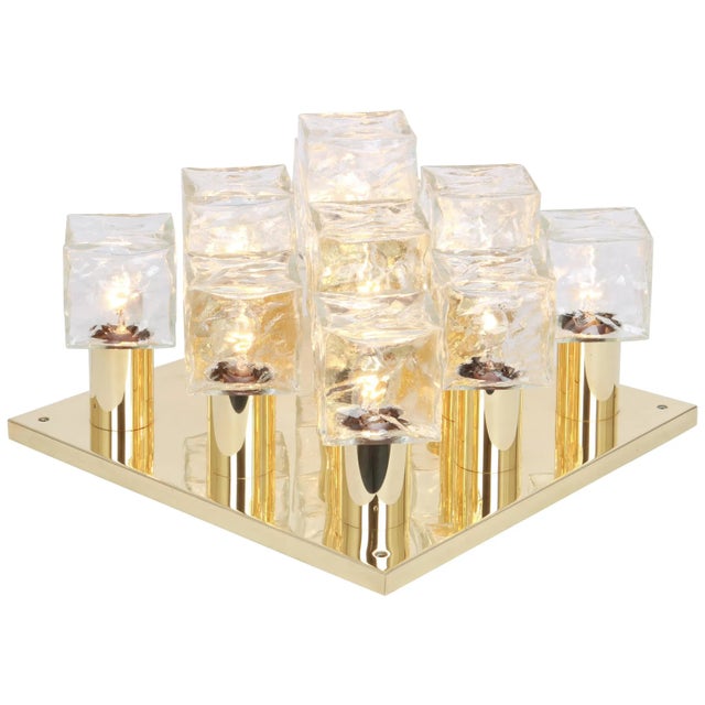 Large Austrian Murano Ice Glass Flushmount by Kalmar, 1960s For Sale - Image 10 of 10