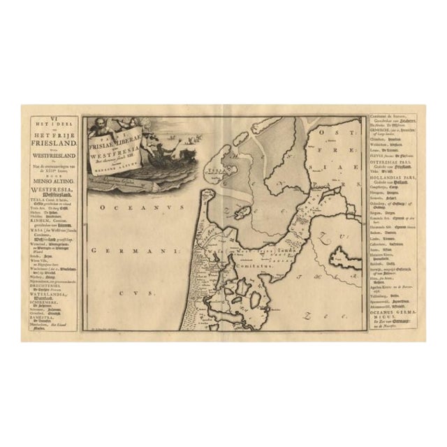 Antique Map of the West-Frisian Part of Independant Friesland by Halma, 1718 For Sale