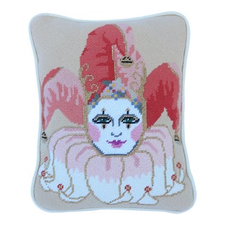 Harlequin Needlepoint Accent Pillow For Sale