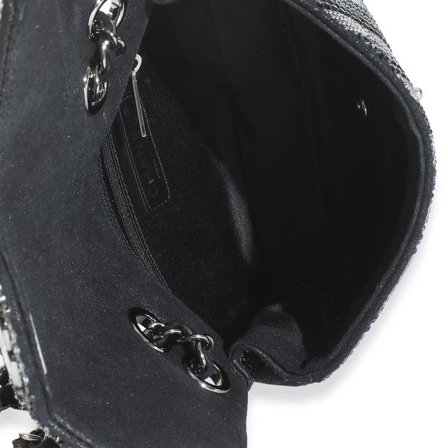Black Strass CC Chevron Mini Flap Bag For Sale - Image 9 of 9